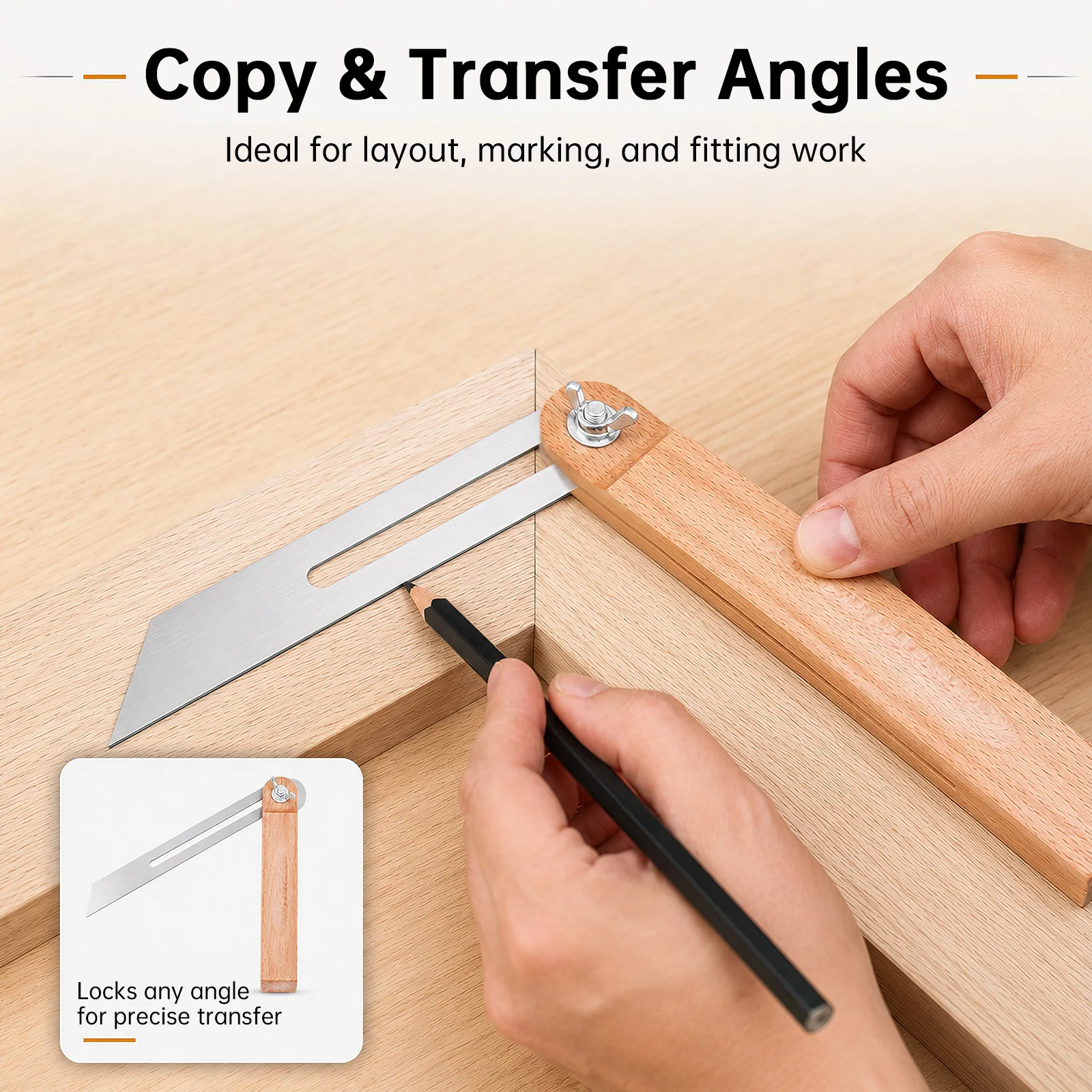 360 Degree Angle Ruler Marking Gauge Protractor Multi Sliding T Bevel Angle Finder for Carpenter Measuring Tool Wood Handle