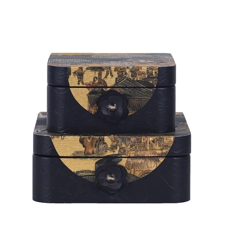 DSA model room storage jewelry box ornament light luxury retro niche Qingming Shanghe picture box home