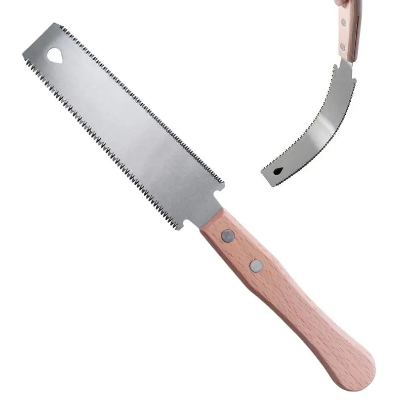 Scie à main japonaise à double tranchant, lame flexible SK5, manche en hêtre à coupe affleurante, scie à bois pour menuiserie, 12/17 TPI