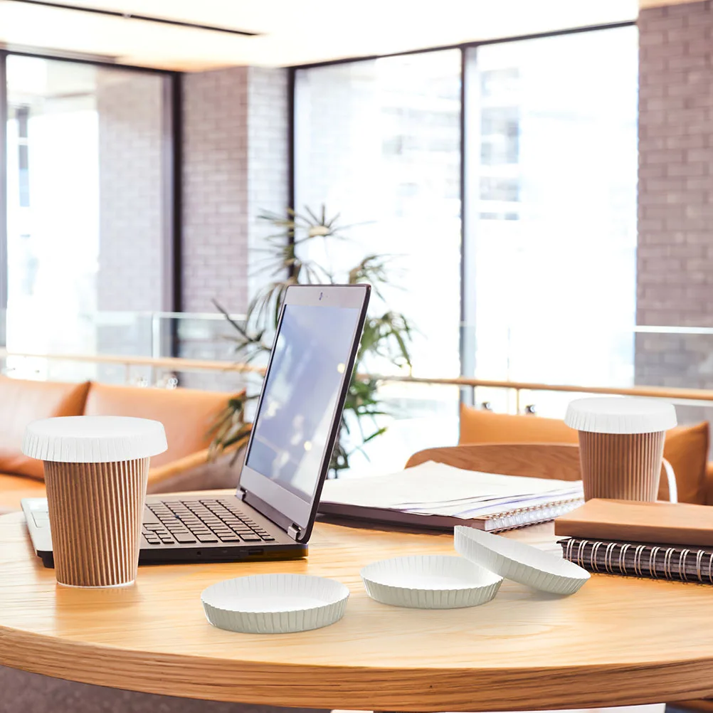 

150pcs Paper Cup Lids Disposable Coffee Cup Covers Stackable Design For Bar Drink Protection Bug Proof Lightweight Easy Storage