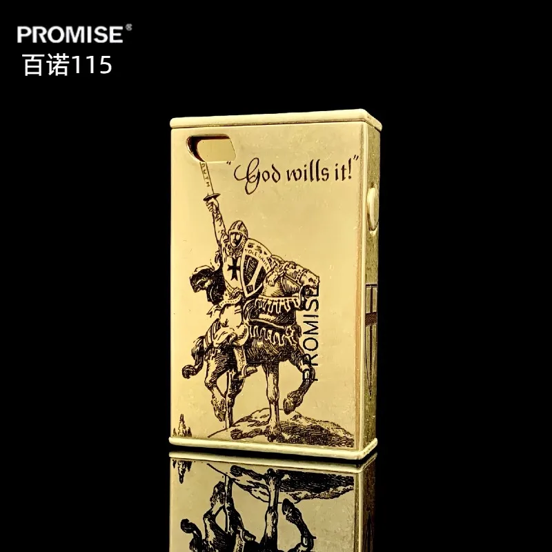Retro Men's Black Kerosen Lighter, One Click Ejection Matchbox, Rolled Flower Radium Shooting Gift Lighters Smoking