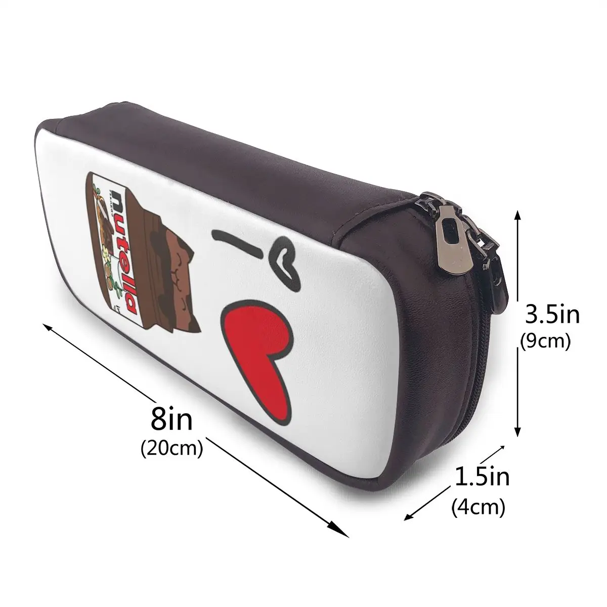 

Nutella Cutie Leather Pencil Cases Pen Holder Storage Stationery Supplies Big Capacity Pen Box Pencil Bag for Kids School