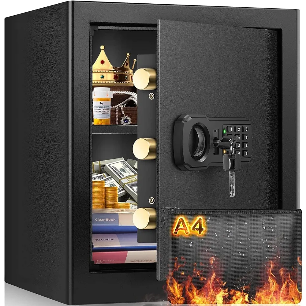 Large 17.71 Cubic Foot Digital Electronic Lock Fireproof Home Safe with A4 Size Fire-Resistant Document Bag