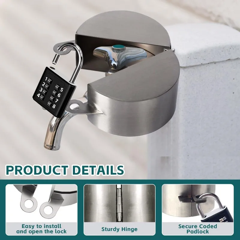 

ABKY-Water Spigot Faucet Locks 3PCS Outdoor, For 1-1/2 To 3 Inch Hose, Prevents Outside Water Theft And Unauthorized Access