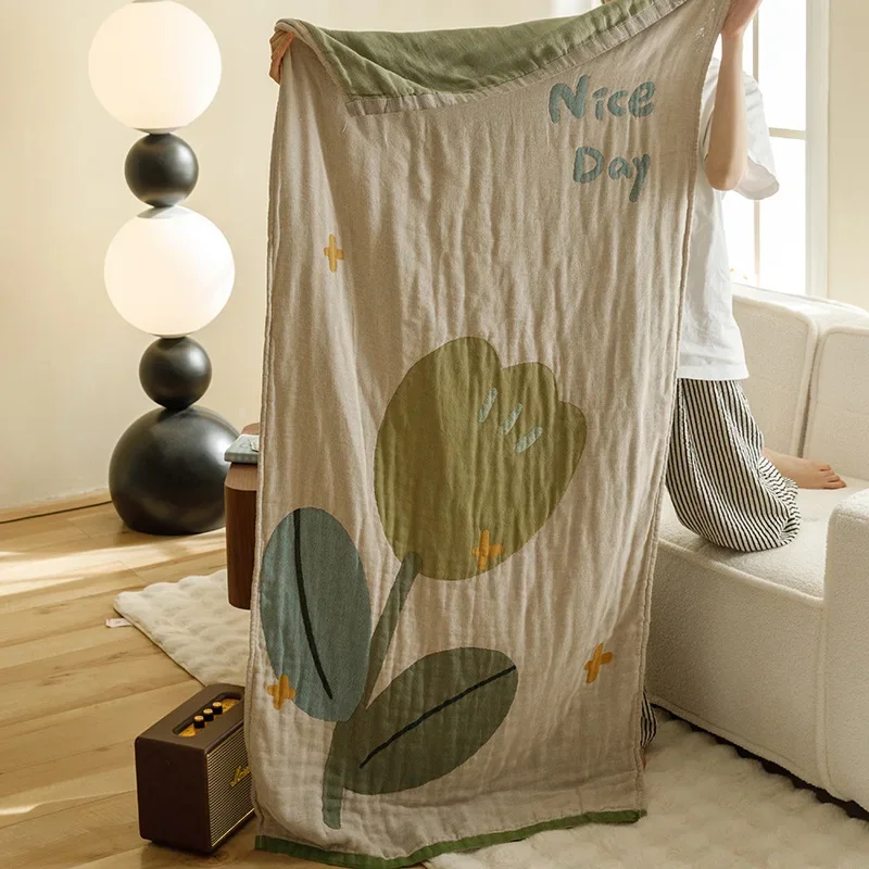 Cartoon Four-Layer Cotton Gauze Bathtowel Thickened Absorbent Quick-Drying Oversized Wrap Towel Adult Household Bathroom Towels