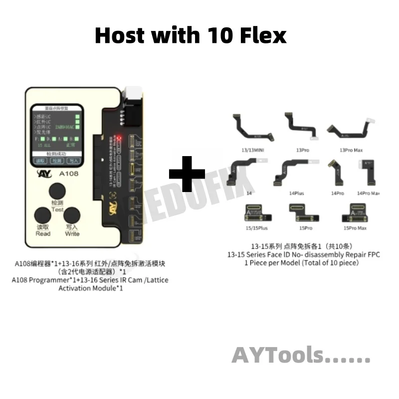 

Новейший программатор Face ID AY108 13-16PM, матричный Flex, без пайки, без разборки для iPhone 16, 15, 14, 13, ремонт Face ID