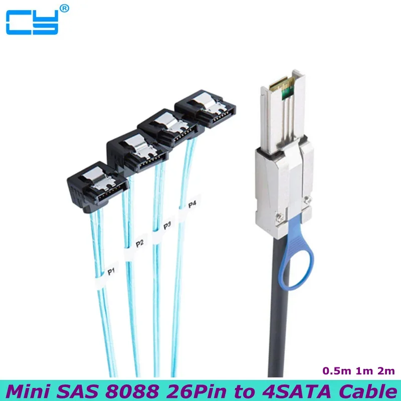 

Колено вверх и вниз SAS 3.0 Mini SAS 26Pin SFF-8088 «папа» на 4 SATA 7Pin «мама» Разветвитель жесткого диска Кабель для передачи данных 0,5 м 1 м 2 м