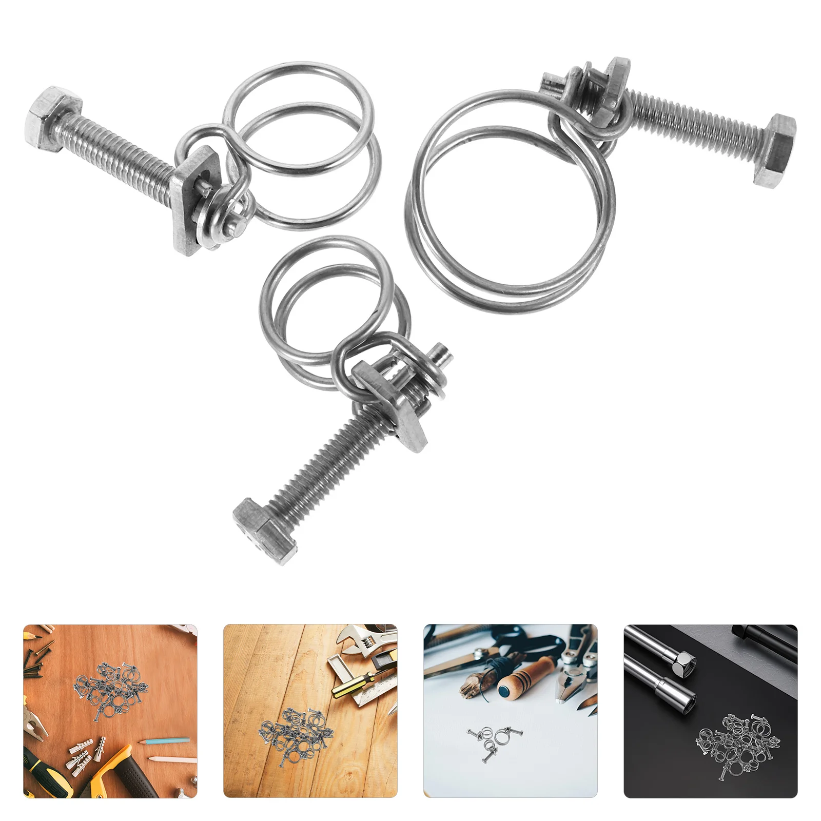 

1 set 1 Set Adjustable Double Wire Fastener Stainless Steel Pipe Clamp Double Wire Water Hose Clamp Plumbing Pipe Clip Fastener