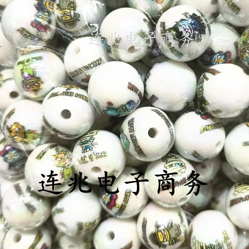 5pcs bad guys cartoon anime acrylic beads white background printed beads for diy jewelry making bracelets materials