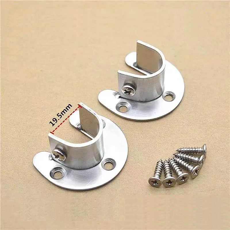 

2PCS Thickened Wardrobe Hanging Rod Coat Rack Rod Clothesline Support Flange Base Wardrobe Stand Fixed Hooks Hardware Accessorie