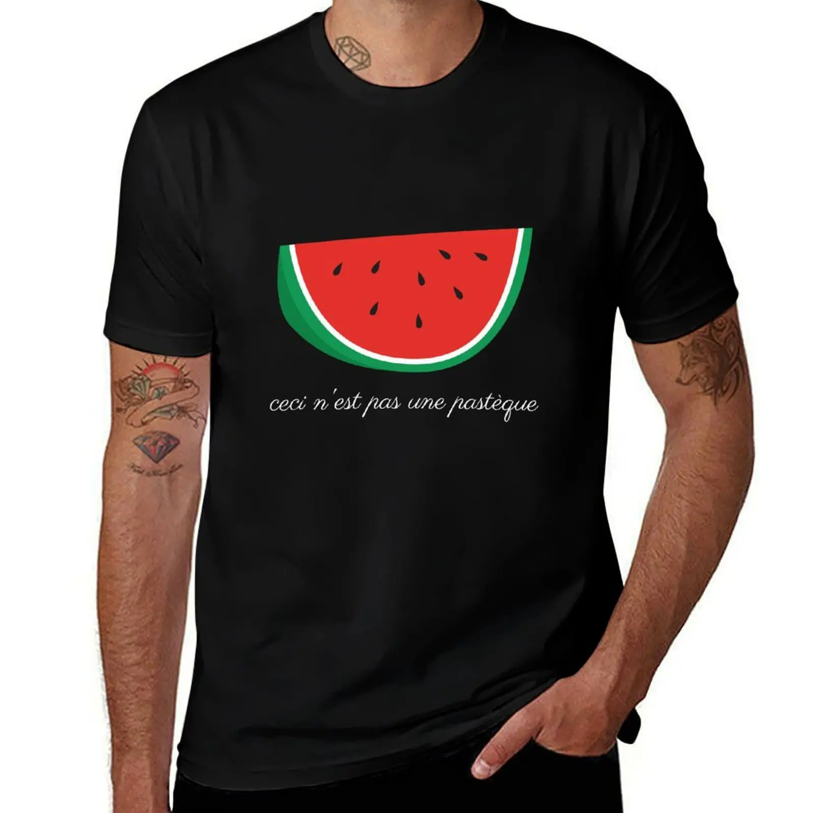 

This Is Not A Watermelon - Ceci n'est pas une pastèque T-Shirt graphic t shirts for man cotton tshirt 100%
