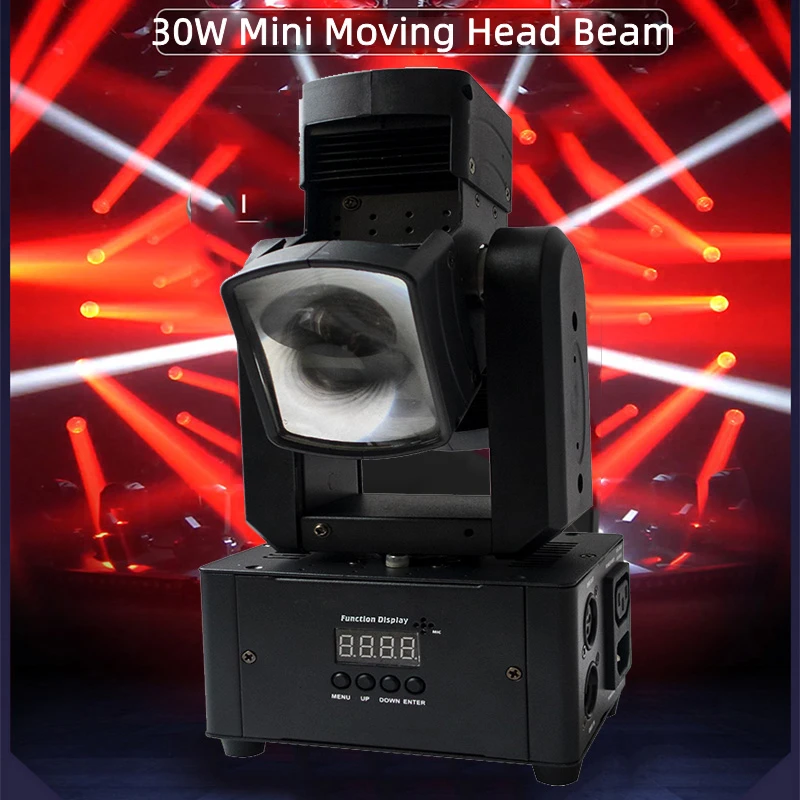 

Inifinite Tilt Rotating Mini Moving Head Beam Light 5° Beam Angle LED Sound Activated with Auto DMX Control Strobe Uplighting