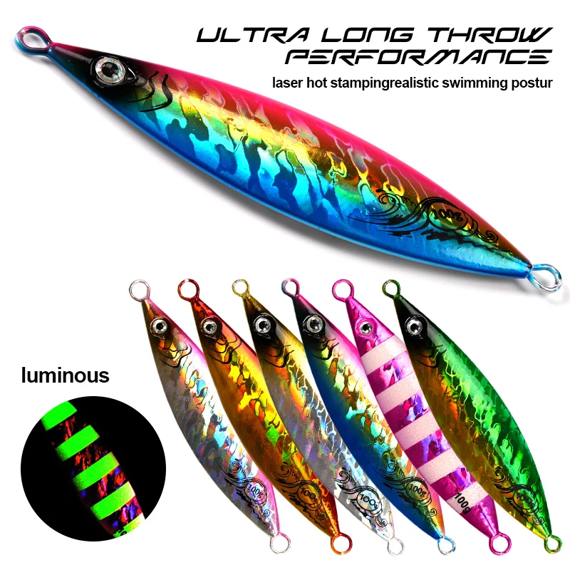 Jigging Spoon Metal Plate Fishing Lure 20g 30g 40g 60g 80g 100g 150g 200g Shore Casting Jig Sea Bass Fast Sinking Bait Jerkbait