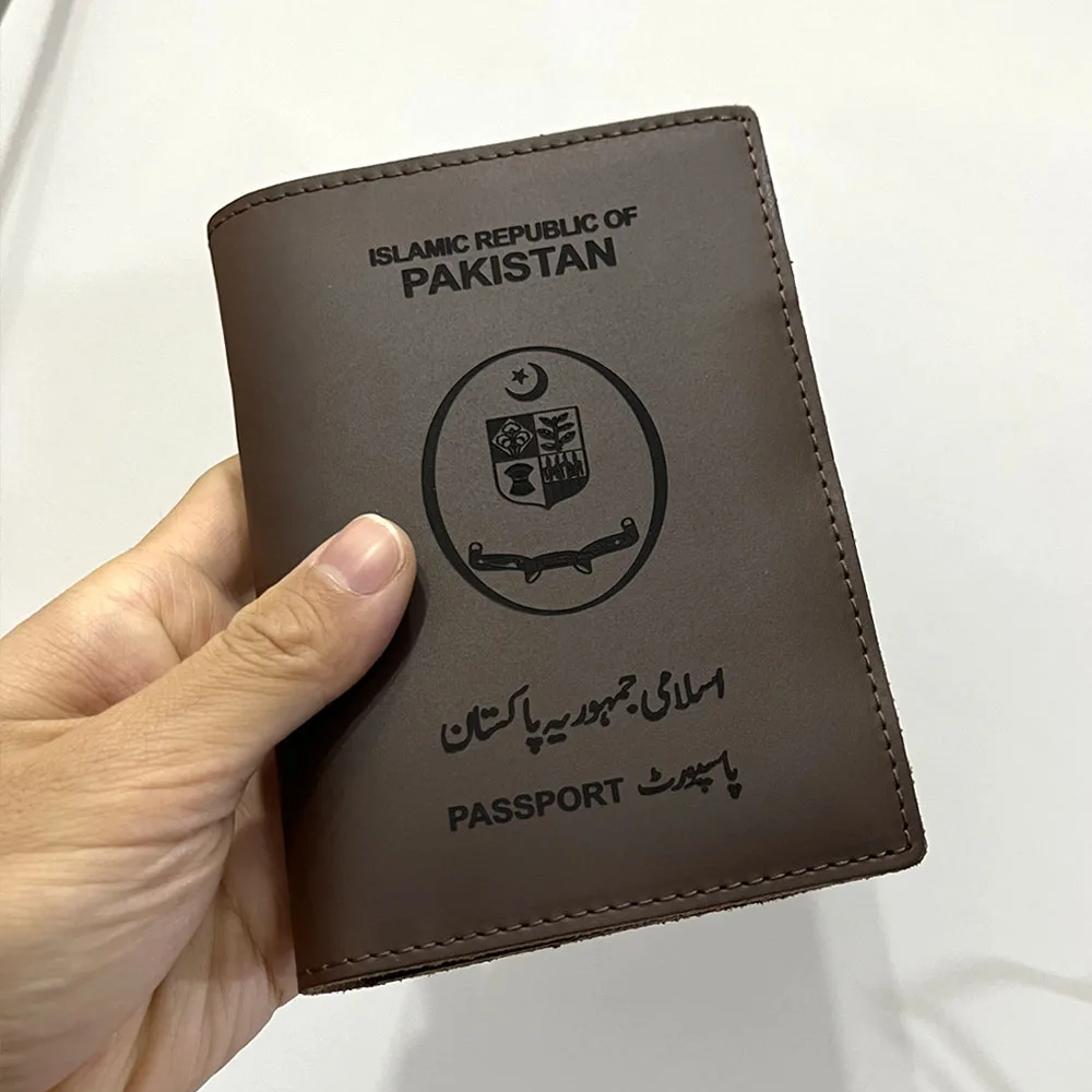 Handmade Islamic Republic of Pakistan Passport Cover Customized Genuine Leather Passport Holder Pakistan