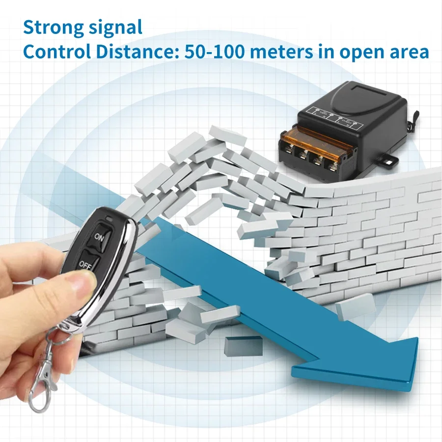 لاسلكي RF433Mhz التحكم عن بعد AC110V 220 فولت 30A قواطع الارسال التبديل تيار مستمر 12 فولت على زر إيقاف عن بعد لمضخة المياه مصباح ليد