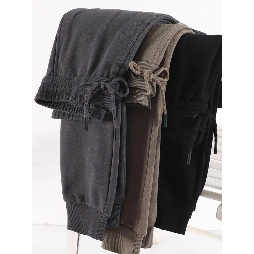 Dark Gray Sweatpants Men's Loose Spring and Autumn Loose Foot Trousers Couple Casual Pants Tied Foot Closed Sweatpants