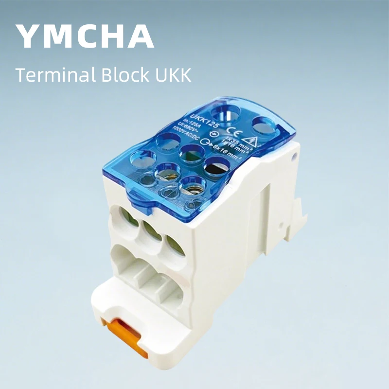 UKK 80A 125A 160A 250A 400A 500A Terminal Block Brass Conductor One In Multiple Out Rail Mounted Junction Box