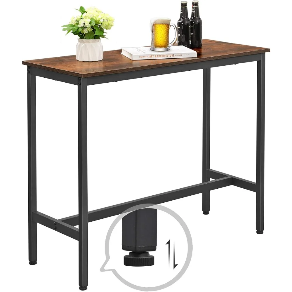 Mesa de Bar larga y estrecha, mesa de comedor de cocina, mesa de Pub alta, marco de Metal resistente, diseño Industrial