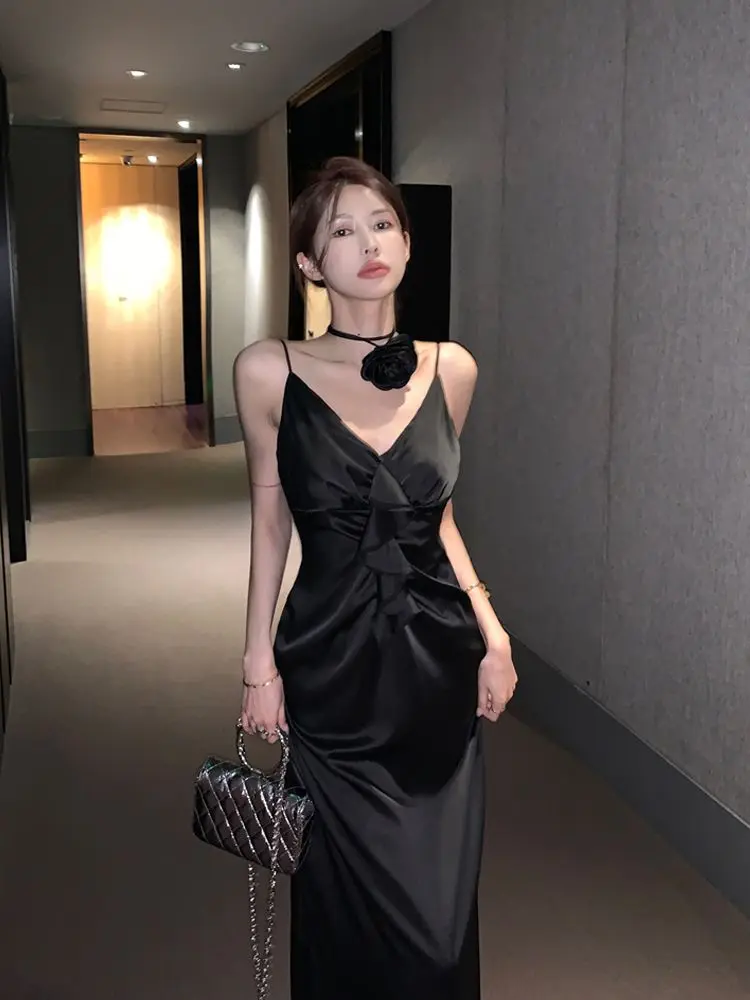 

Ele Bla Strapl Dr Sexy High Waist Long Skirt for Women New 2023 Summer Faionable Beautiful Gown for Par Wedding