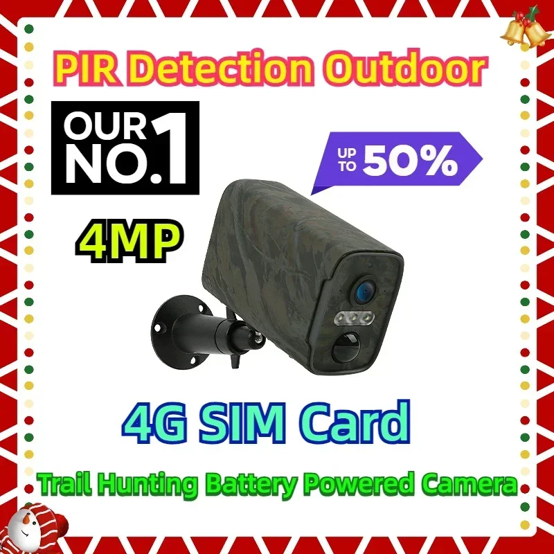 

IP66 Wireless Security CCTV Camera 4MP 4G SIM Card Mobile App Trail Hunting Battery Powered Camera PIR Detection Outdoor