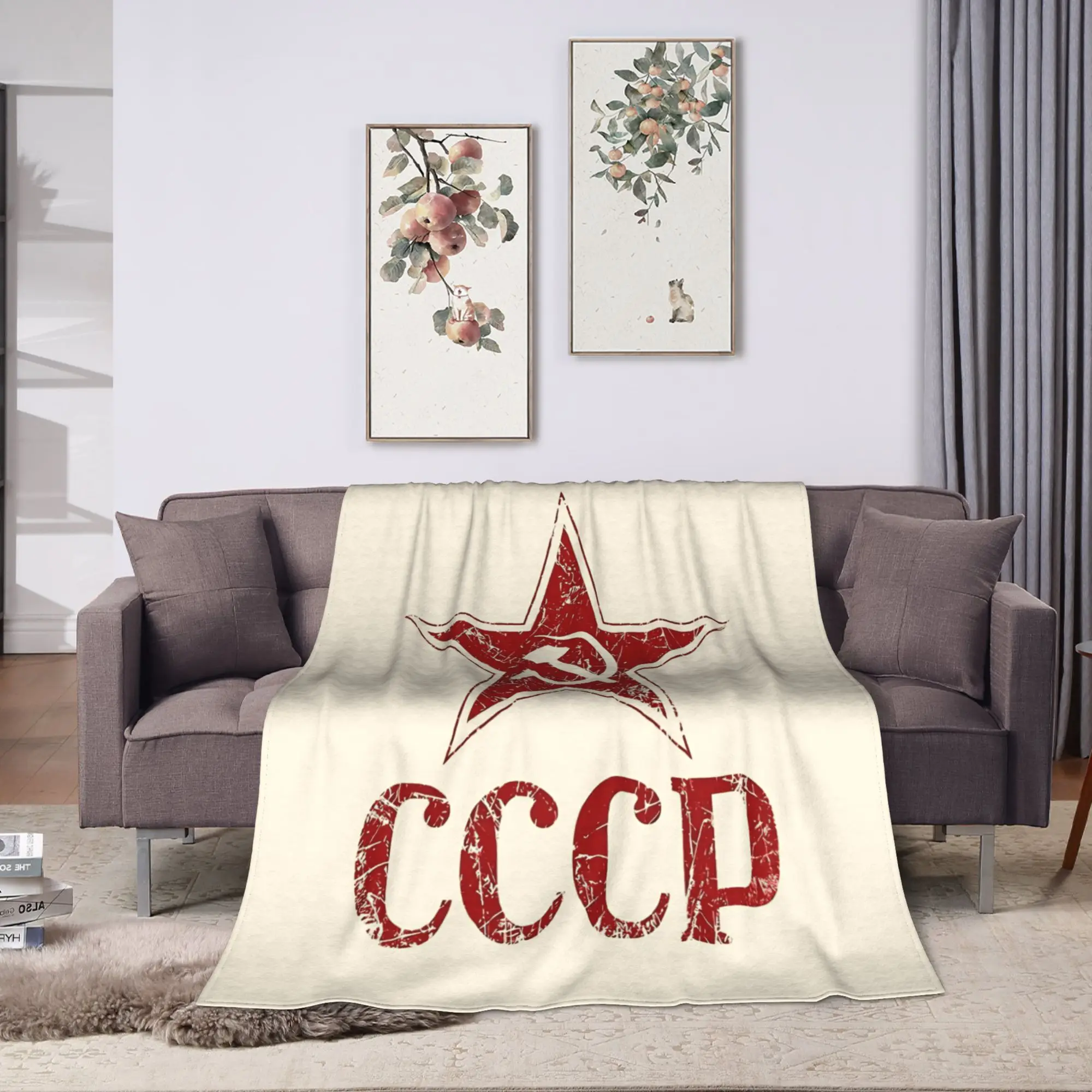 CCCP Soviet Hammer And Sickle Star Blanket Quality Warm Soft  Throw Blanket Winter Kids Couch Bed Fashion Bedspread