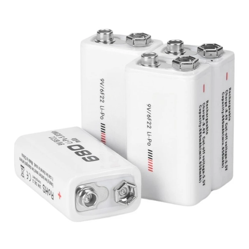 For Radio Electronic Thermometer Smoke Alarm 6F22 Lithium Rechargeable Battery 6F22 Li-Po Batteries 9V 680mAh