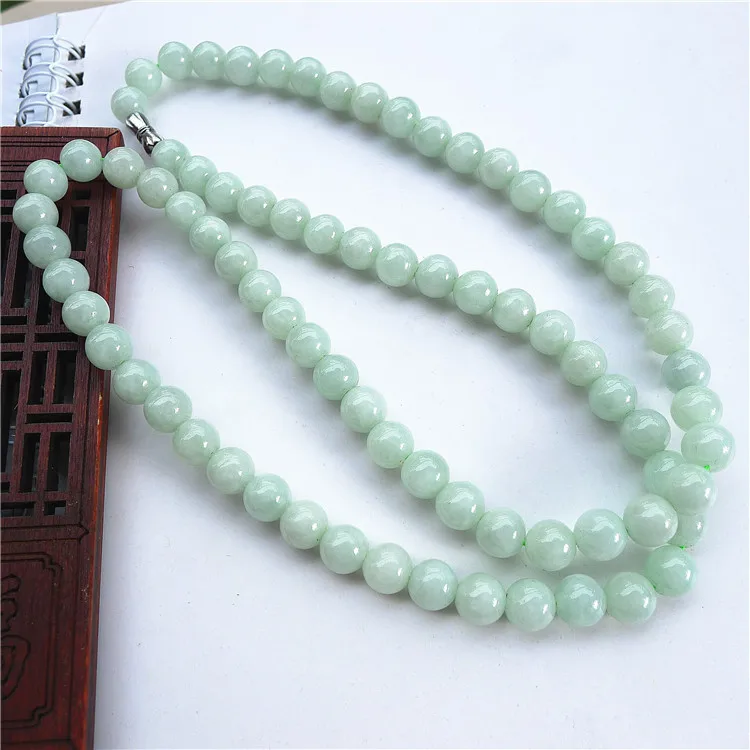 Genuine Myanmar Jadeite Jade Round Beads Necklace Women Healing Gemstone Fine Jewelry Grade A Burma Jade Beaded Necklaces