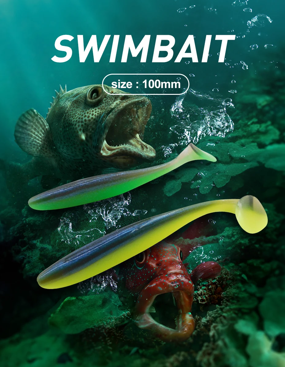 ESFISHING Angelköder ES Easy Shiner 100mm 6 Stück T-Tail Shad Plastikköder Pesca für Hecht Barsch Zander – Detail 1