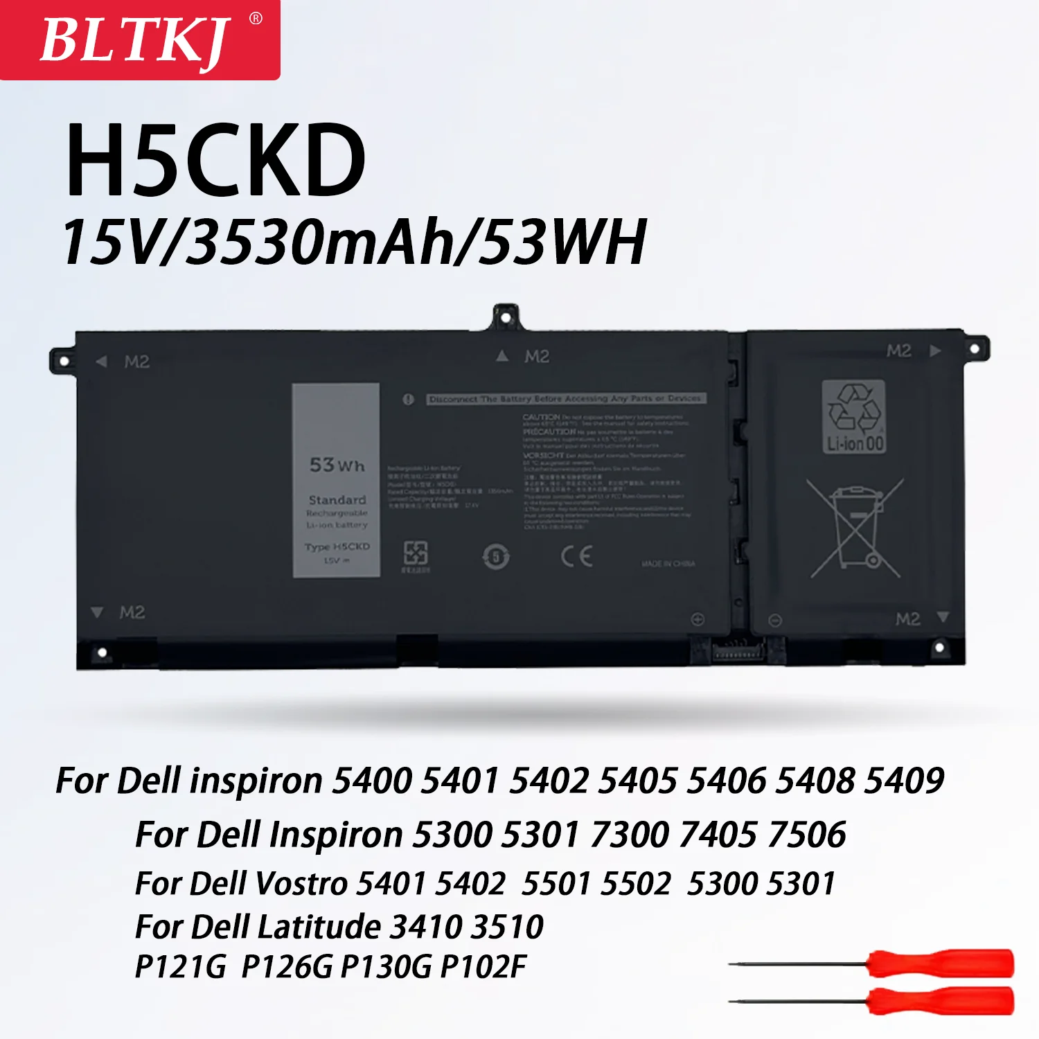 NEW H5CKD  Laptop Battery For Dell Latitude 3410 3510 Vostro 14 5402 5501 5502 Inspiron 5300 5301 9077GJK6Y6 40WH53WH