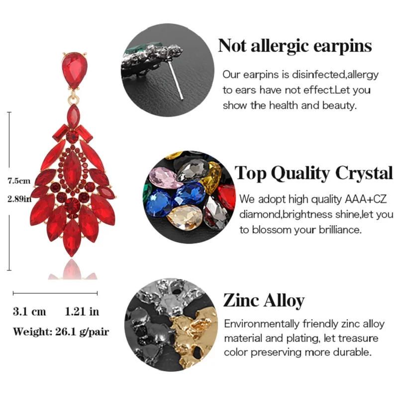 Veyofun Luxury Hyperbole Crystal Drop Earrings Elegant Bridal Earrings for Women Fashion Jewelry New Brinco