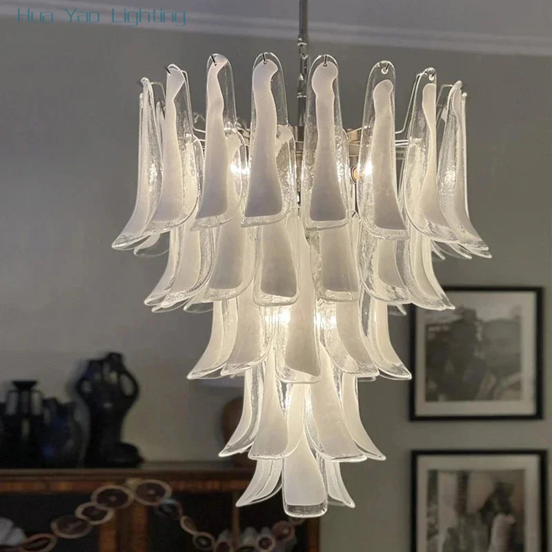 

French living room light luxury retro villa duplex staircase dining room pendant light American glass master bedroom light