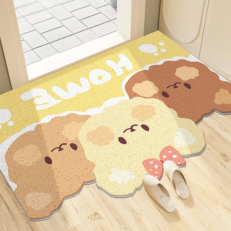 Household PVC Loop Carpet Cutting Outdoor Door Scraping Floor Mat Cartoon Bear Door Rubbing Mud Floor Mat