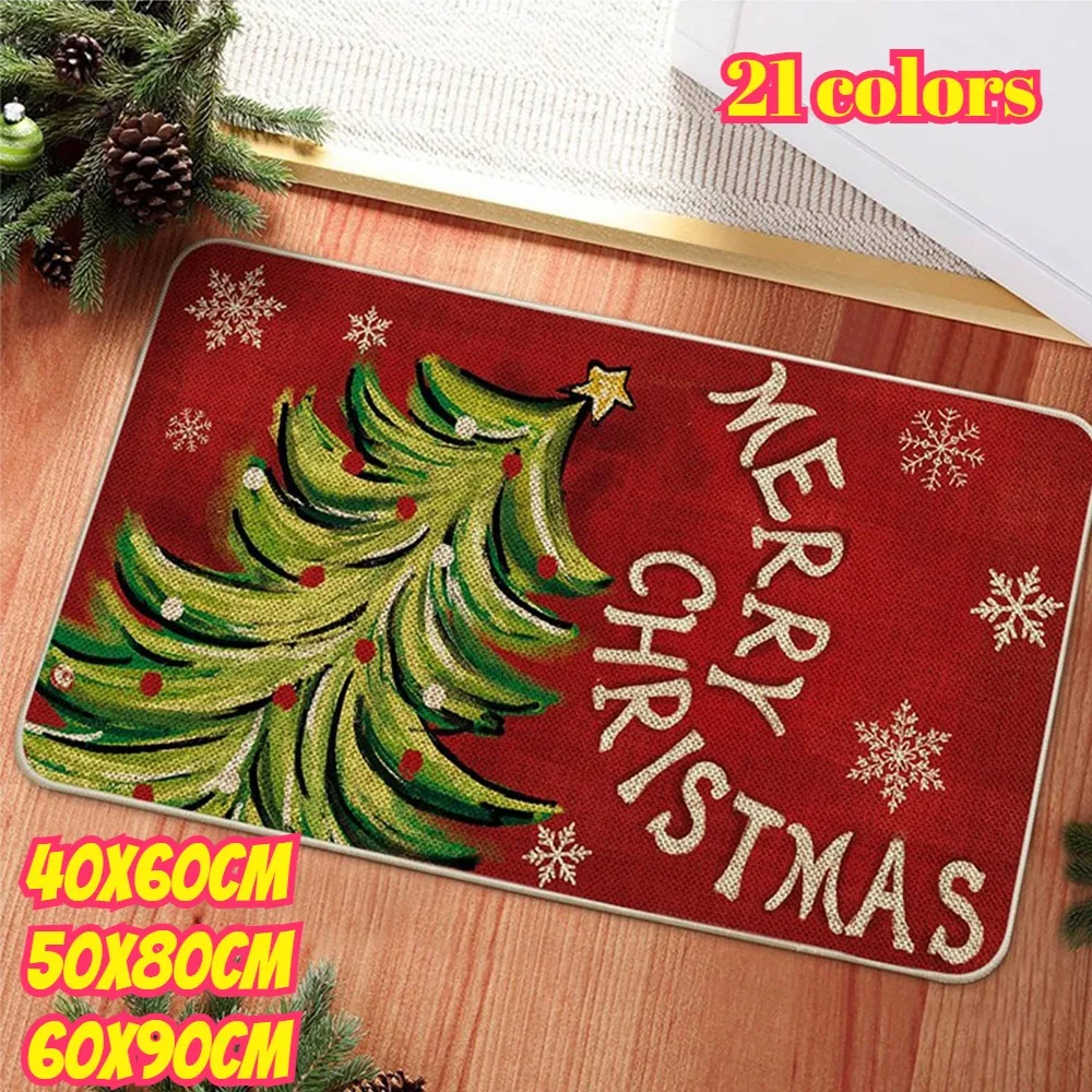 

Christmas Door Mat Santa Claus Outdoor Carpet Indoor Outdoor Anti-Skid Rugs Christmas Decor Welcome Mat 40x60cm/50x80cm/60x90cm