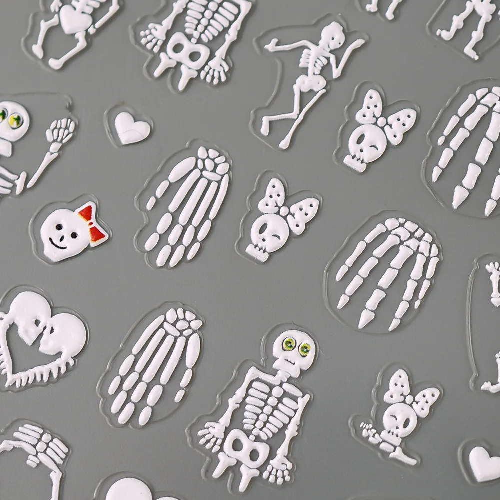 2pcs Halloween Nailart Sticker Skull Pumpkin Ghost Skeleton Decals