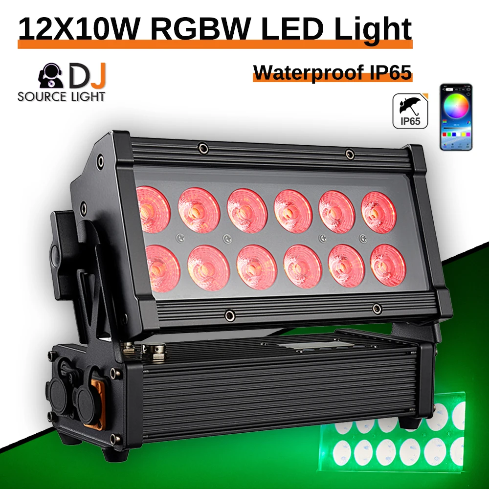 Lampu panggung LED 12x18W RGBWA + UV 6 dalam 1, lampu cuci LED tahan air IP65 kontrol aplikasi nirkabel IP65 lampu panggung pesta pernikahan DJ Disco DMX512 6/10CH