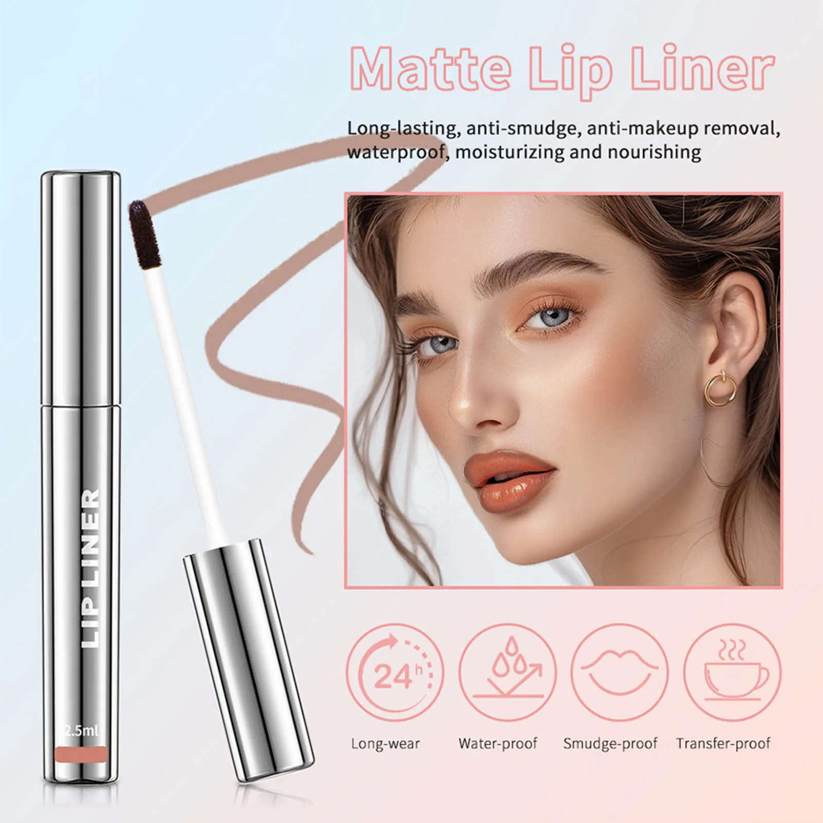 Cosmetic Pigmented Lip Liner Matte Never Drying Lip Liner Lipstick Gift for Girls Women Mom Girlfriend