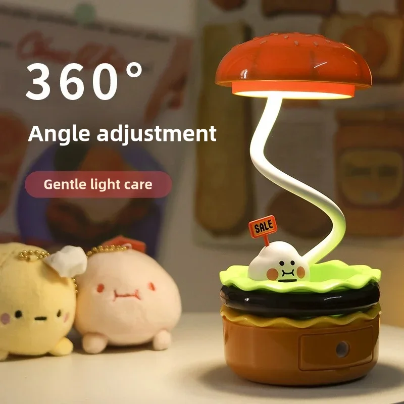 Modern Popular Creative New Model Ing Cartoon Burger Led Eye Protection Night Light With 360 Degree Curved Desktop Decoration