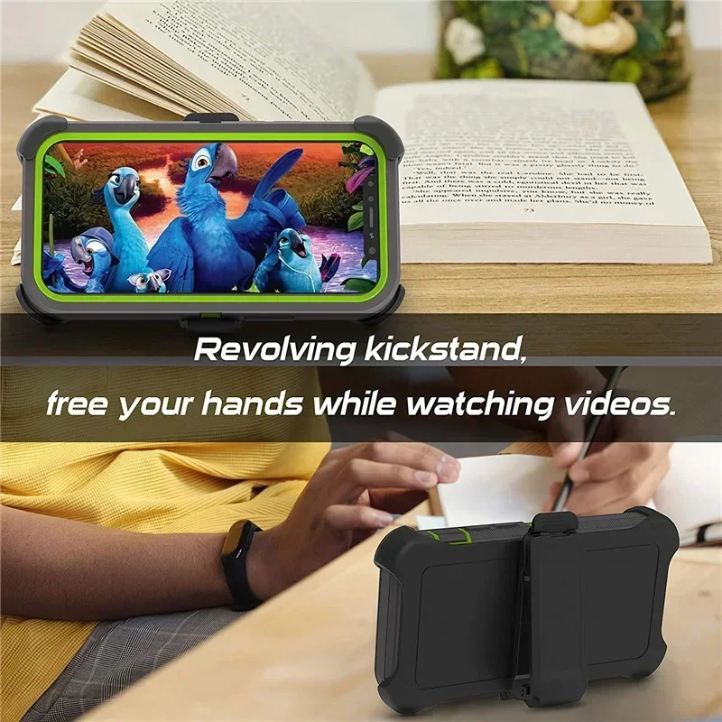 الهجين الثقيلة درع جراب هاتف آيفون 16 15 14 13 12 11 برو ماكس 14 زائد XS XR قضاعة صندوق حزام غطاء مشبك