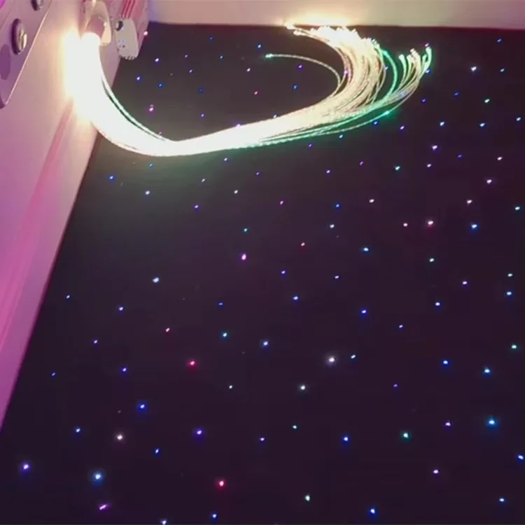 Autism Sensory Room Product - LED Fiber Optic Light Color Star-Shaped Nylon Tactile Sensory Carpet with Illuminated Button