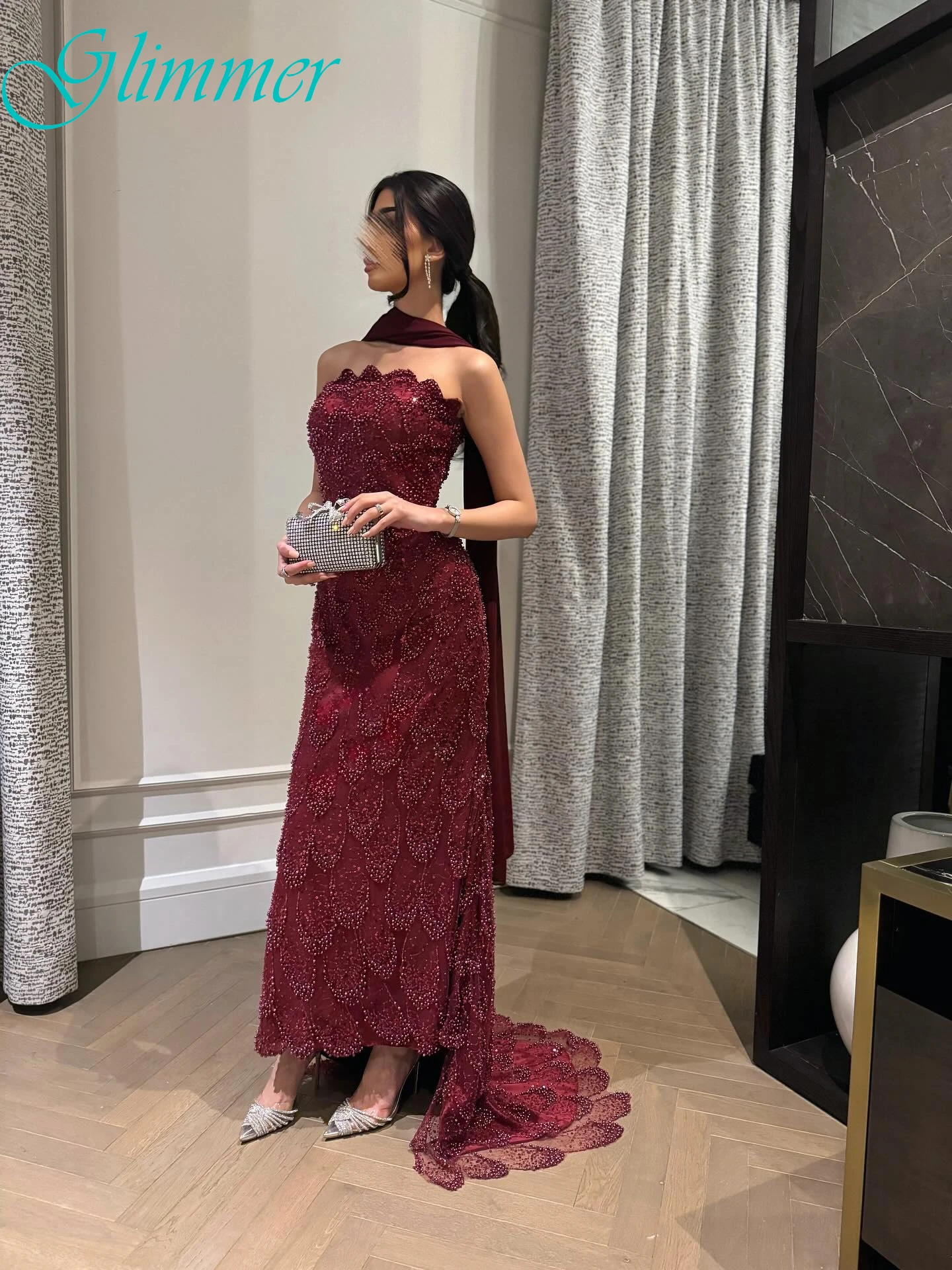 فستان سهرة أنيق مخصص بدون حمالات بدون أكمام مخصص، فساتين مناسبة مخصصة للحفلات على الموضة الحديثة #5