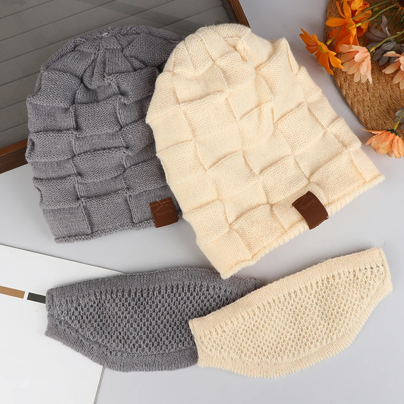 قبعة محبوكة دافئة وقناع الوجه مجموعة قبعة شتوية مترهلة مع غطاء خفيف الوزن دافئ للأذن والرقبة والخد للرياضات الخارجية