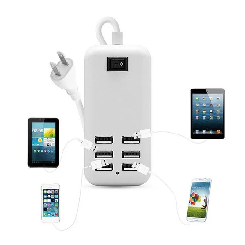 Szybka ładowarka 30/20W 6 portów USB z gniazdkiem sieciowym USB zasilacz do telefonu EU US HUB Plug Dock dla iPhone Samsung