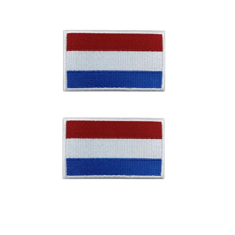 1PC 2PCS  Dutch Flag Netherlands Patches Armband Embroidered Patch Hook And Loop Iron On Embroidery  Badge Military Stripe