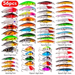 Mixed Fishing Lures Set Minnow Popper Crank Baits with Hooks Fishing Hard Lure Artificial Bionic Crank Lure Saltwater Freshwater