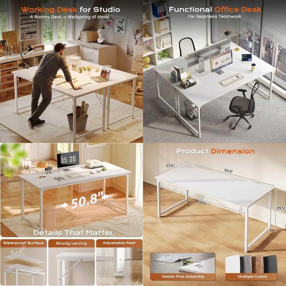 

Компьютерный стол с металлическим каркасом 24 x 55 футов - Просторная рабочая станция для игр, офиса или домашнего использования, белый цвет