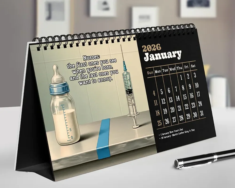 Individueller Schreibtischkalender 2026, Lustig, Anpassbar, Personalisiert, Werbeartikel, Büro, Neujahrsgeschenk, Dekorativ, Digital – Detail 7