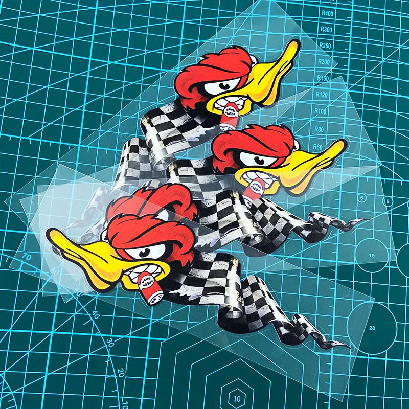 

1Pair Angry Duck with Cigar Cartoon Funny Motorcycle Stickers for Motorbike Fuel Tank Scooter Car Window Rear Bumper Vinyl Decal