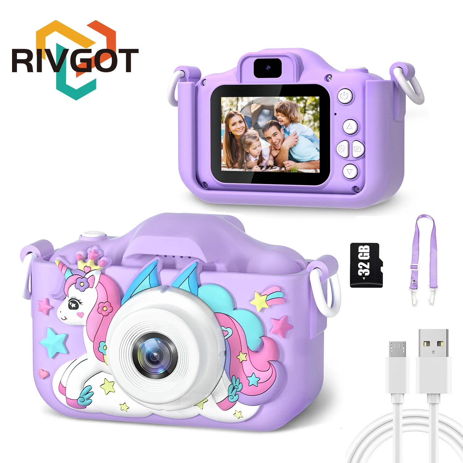 

Милые детские фотоаппараты с единорогом в возрасте от 7 до 12 лет, цифровая детская камера, мини-игрушки, 1080p HD-видео съемка для подарков на день рождения, детская игрушка-камера