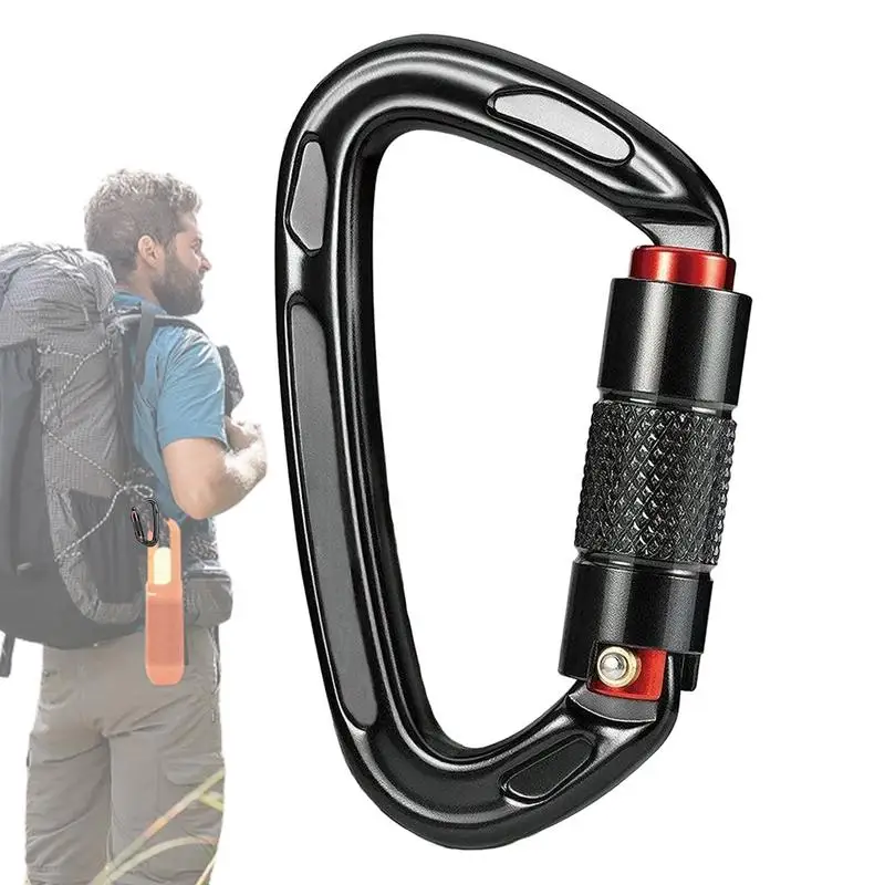 Heavy Duty Carabiners Clips D-Shaped Rock Climbing Carabiners Hiking Gear Aluminum Carabiner D Ring 24KN Multi-Functional