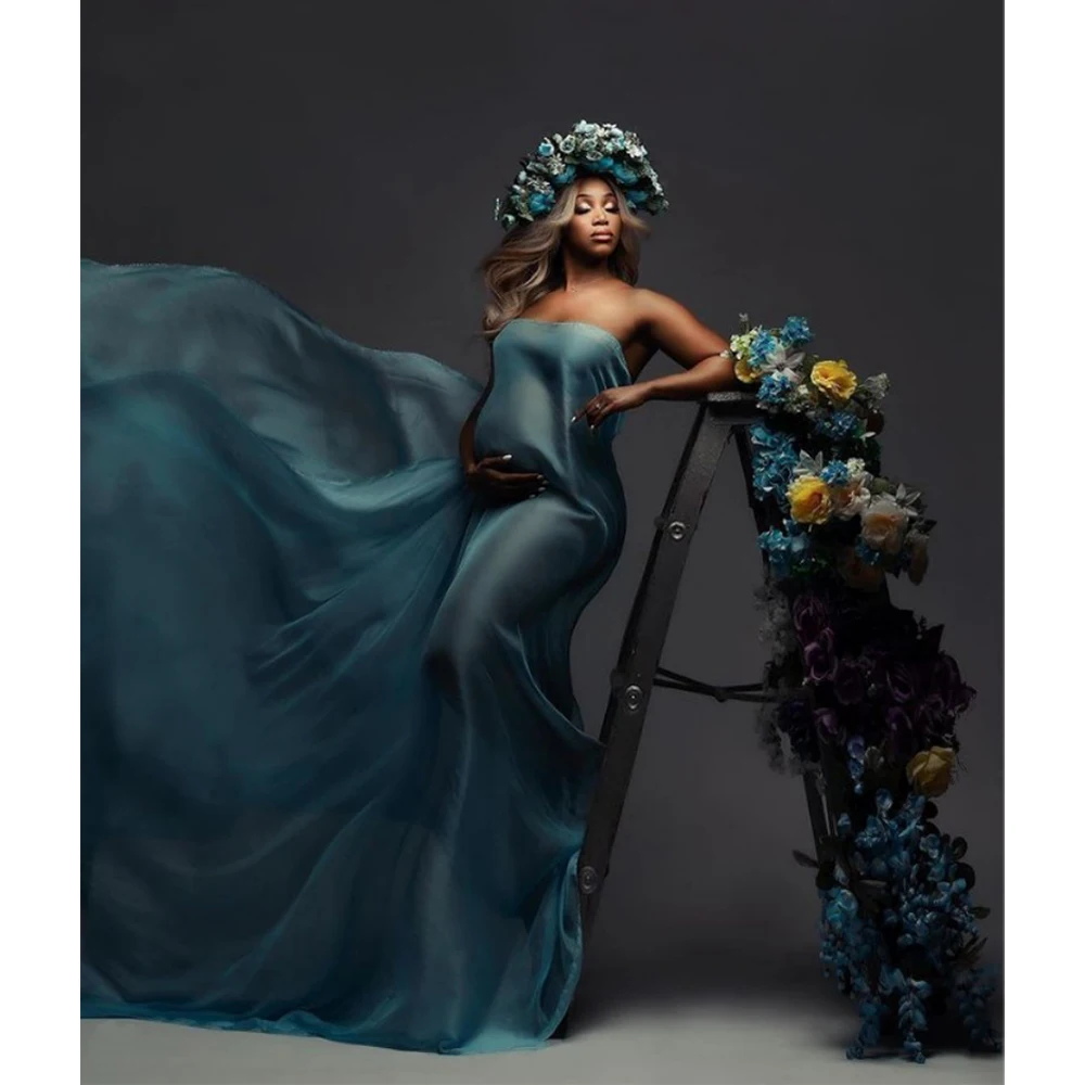 Pregnancy Silk Fabric Gown Maternity Photography Props Satin Cloth Solid Color Tossing Flowing DIY Woman Photo Shoot Accessories